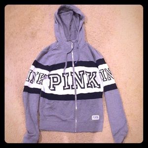 Grey zip-up hoodie from pink